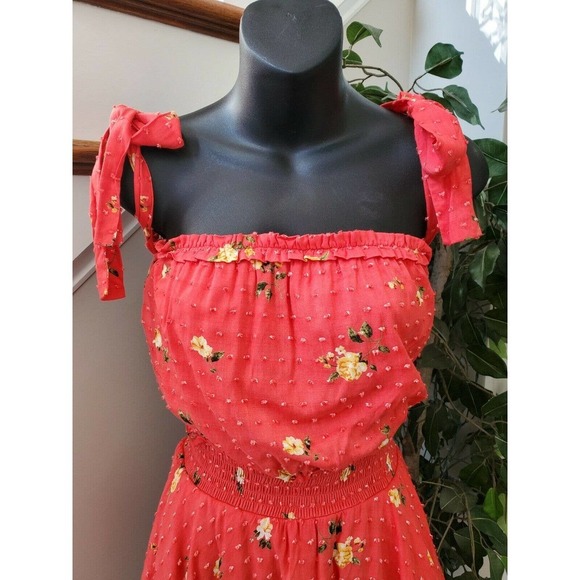 Favlux Women's Red 100% Rayon Ruffle Swiss Dot Floral Casual Romper Size Large - Picture 4 of 16